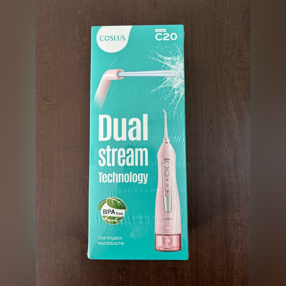 Coslus Dual Stream Water Dental Flosser C20 Pink Cordless Oral Irrigator New